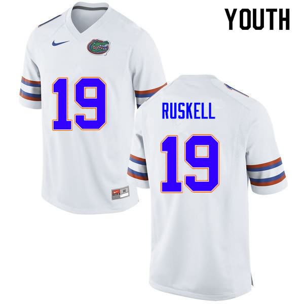 NCAA Florida Gators Jack Ruskell Youth #19 Nike White Stitched Authentic College Football Jersey FOP0164VW